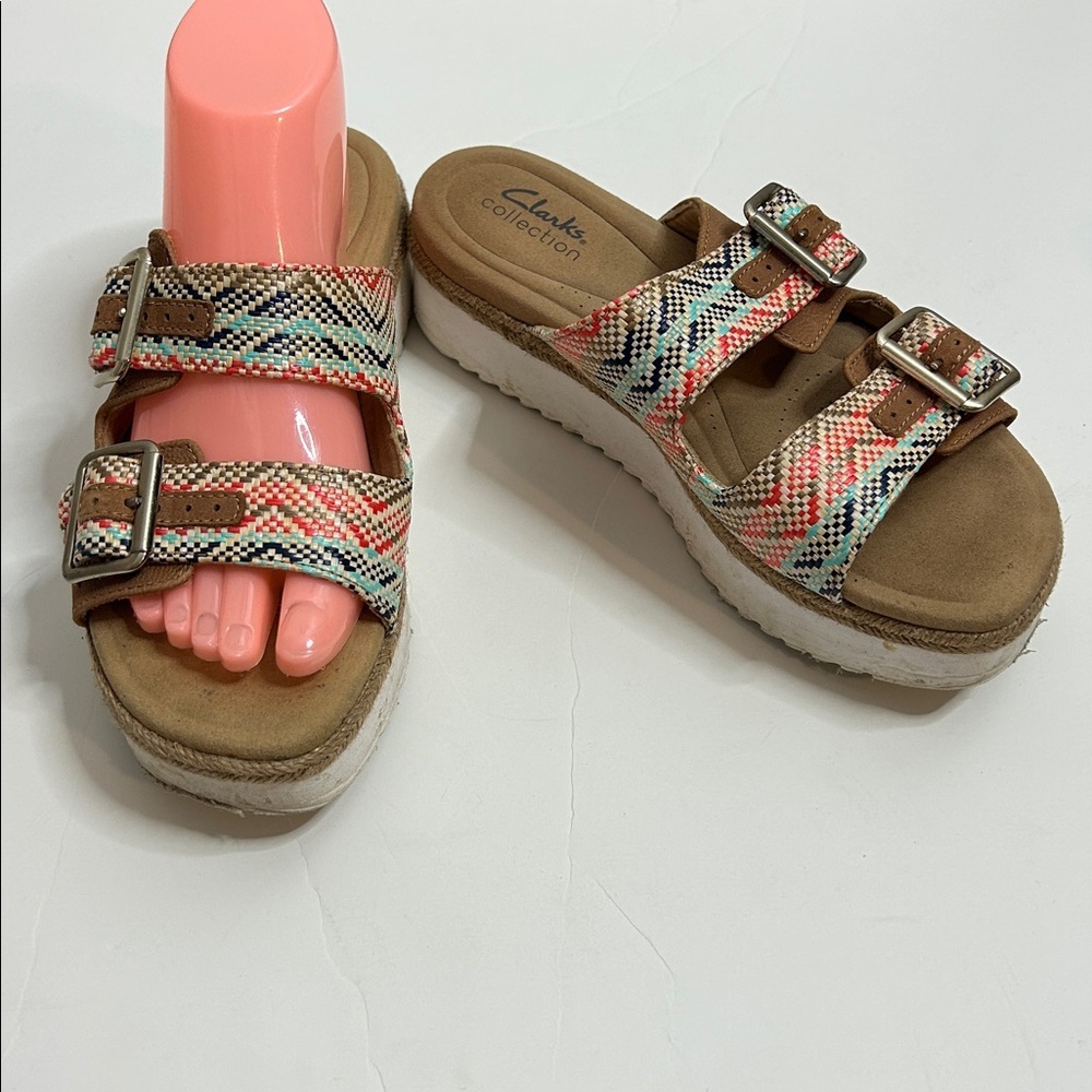 Clarks Women's Sandals Multicolor Straps Comfort 8